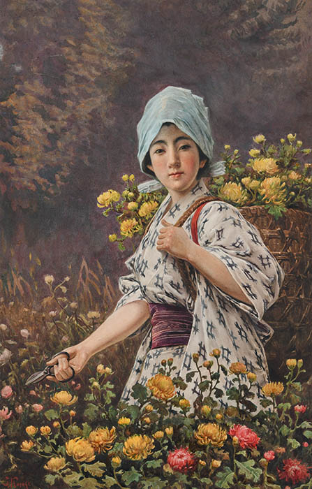 笠木治郎吉《花を摘む少女》1897-1912年