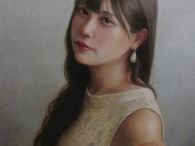 朝日夏美 「耳飾り」 サイズ　Ｆ４号油彩 キャンバス