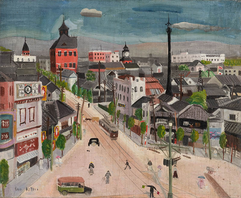松井正《都会風景》1924年　油彩、カンヴァス　大阪中之島美術館蔵