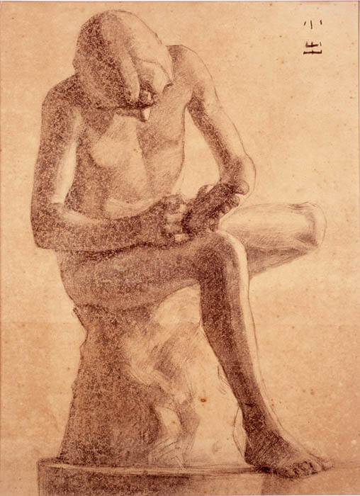 小出楢重《素描(石膏デッサン)》1911年頃　木炭、紙　芦屋市立美術博物館蔵