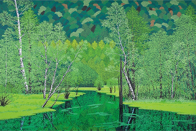 「緑の輝き」 版画、60.6×90.9cm