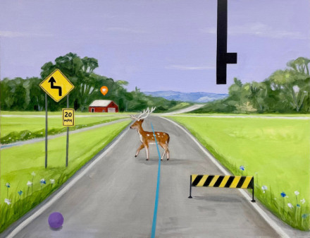 コケシスキー《Street view-yellow house 02- the deer crosssing》2024