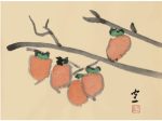 【柿】木版画(1975年)、27.8×40.0cm