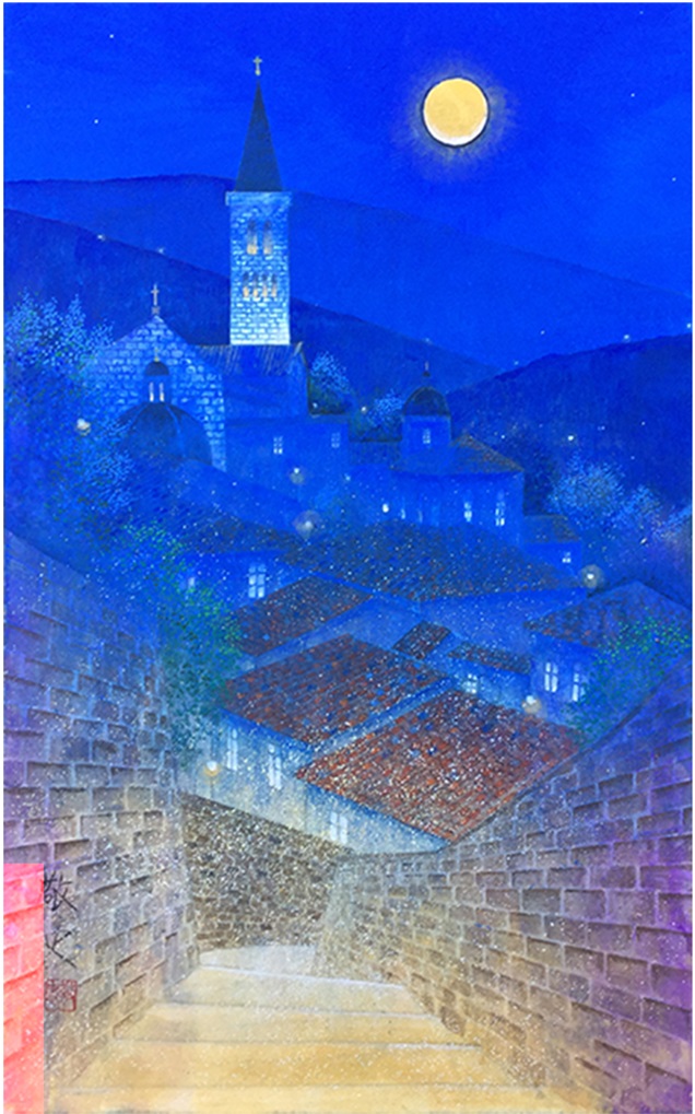 「幻想の夜(イタリア・アッシジ)」

岩絵の具、M10