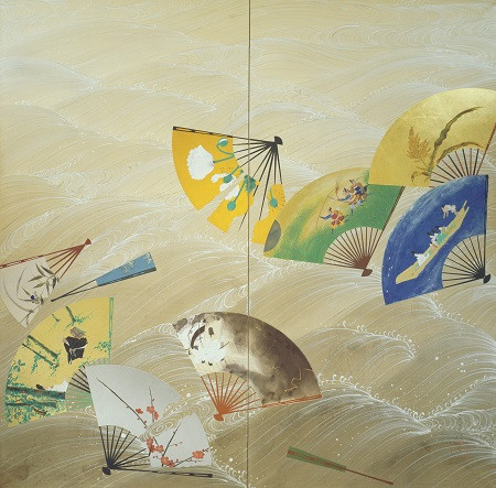 山口蓬春《扇面流し》昭和5年(1930)　第10回新興大和絵会展