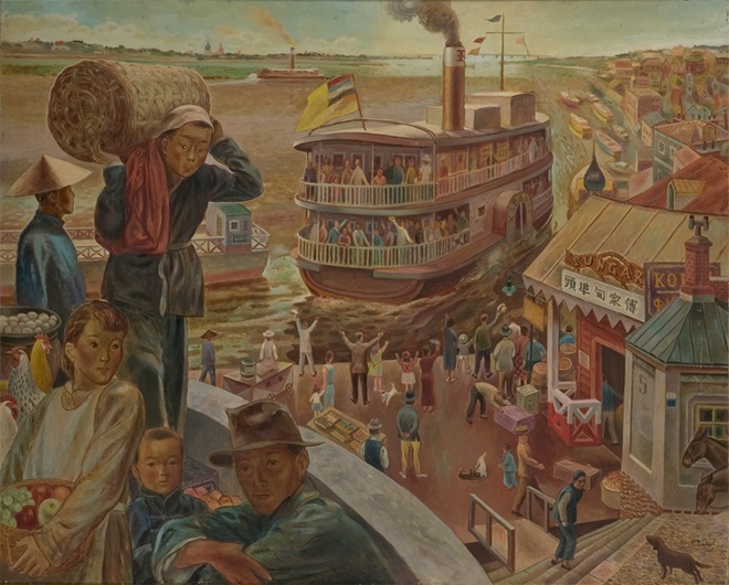 高井貞二《松花江の船出》1941年　当館蔵