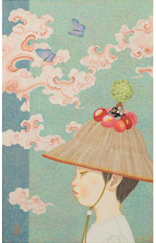「誘いの蝶」 （日本画、10M）
