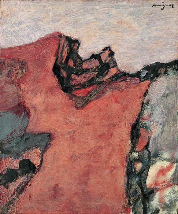 《崖》1961年　油彩・キャンバス　練馬区立美術館蔵　前期展示