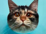 MOYAN《浮遊する猫の頭部　Ⅰ》 45.5×45.5 cm / acrylic, oil on canvas / 2024