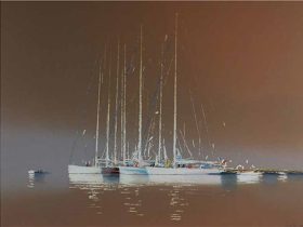 ピエール・ドートルロー｢褐色の帆船｣ （リトグラフ、ED150、額寸：縦75.8×横95cm）