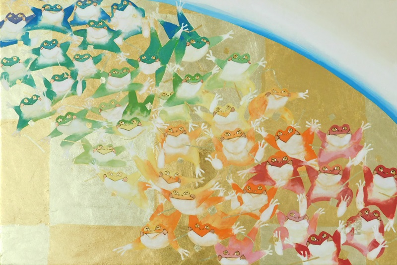 「月への架け橋Ⅱ〜Frog Bridge〜」 箔・岩絵具・紙本彩色　P6号