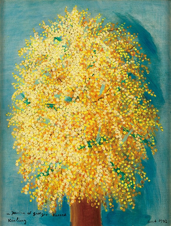 モイーズ・キスリング「ミモザの花束」 8号 1942年
油彩・キャンバス・Marc Ottavi鑑定証書