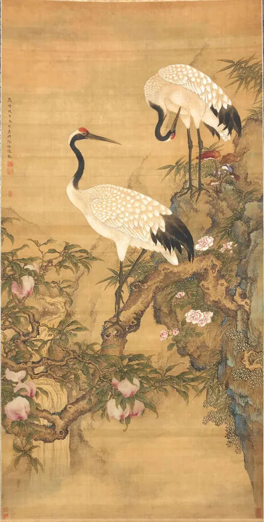 沈南蘋「双鶴図」乾隆３年（1738）当館蔵