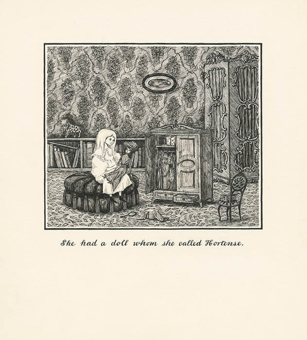 『不幸な子供』1959年　挿絵・原画 ペン、インク、紙
©2022The Edward Gorey Charitable Trust