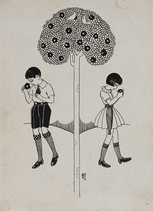 蕗谷虹児《萠芽（『睡蓮の夢』原画）》1924年、蕗谷虹児記念館蔵