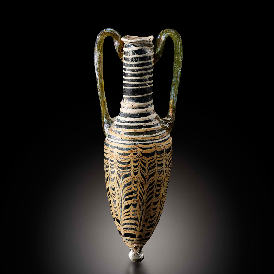 コア・グラス双耳香油瓶
紀元前2～前1世紀　東地中海沿岸域