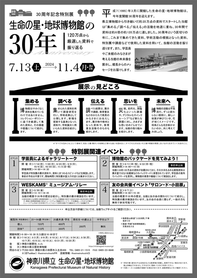 30周年記念特別展「生命の星・地球博物館の30年」神奈川県立生命の星・地球博物館