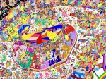 「夢の遊園地」 2024年　アクリル絵の具 54㎝x78㎝