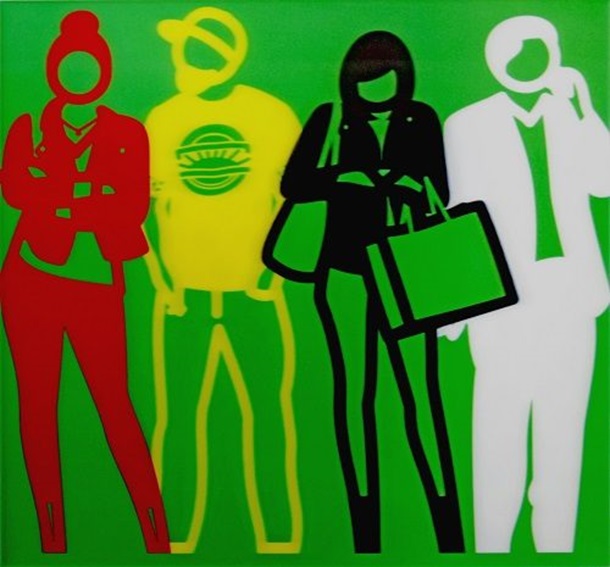 Julian Opie 「Red Yellow Black White (Standing People)」 18/25 111.0×119.0×3.2cm 2020年 アクリル + レンチキュラー