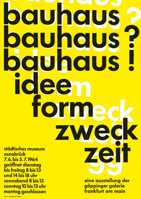 ヴォルフガング・シュミット バウハウス 思想 / 形 / 目的 / 時間 展 オスナブリュック文化歴史博物館 1964年 ポスター