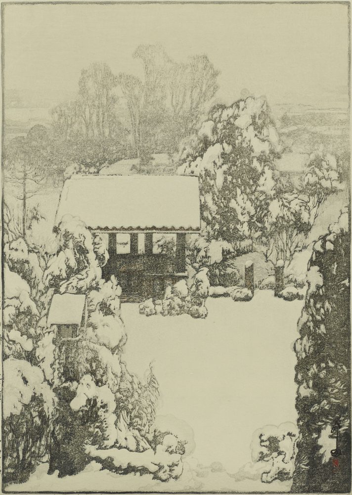 吉田博《東京拾二題 中里之雪》1928年