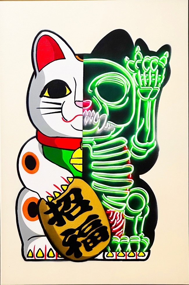 Billy Hung
「Rocker Maneki Neko 50:50 」
（キャンバスにスプレーペイント縦60×横40cm）