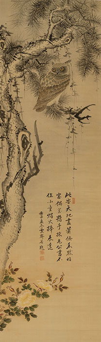 増山雪斎《老松梟鳥図》1792（寛政4）年　個人蔵