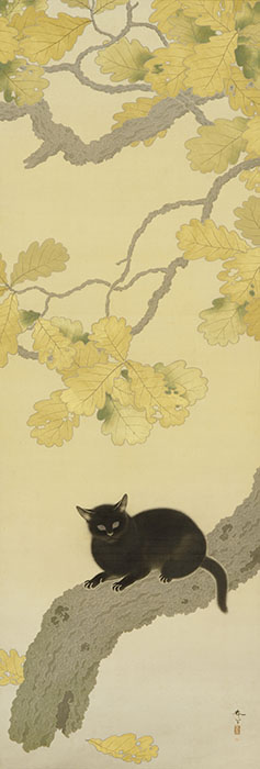 重要文化財　菱田春草「黒き猫」明治43年（1910）　永青文庫蔵（熊本県立美術館寄託）※半期展示