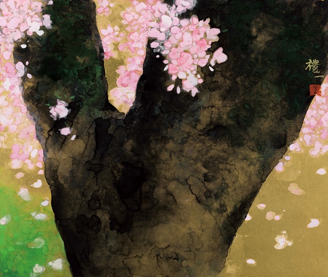 【日本画】
土屋禮一「桜」（34×40.5cm）（「禮一」の禮は、しめすへんに豊が正式表記）