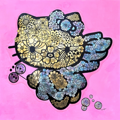 「Happy Angel Hello Kitty」
アクリル・キャンバス
40×40cm