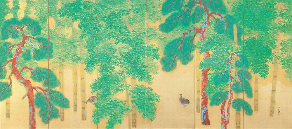 横山大観「柿紅葉」（右隻） 大正9年（1920）　永青文庫蔵（熊本県立美術館寄託）※半期展示