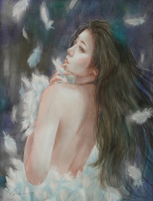 徳田明子「孤独な天使」
F6
水彩画