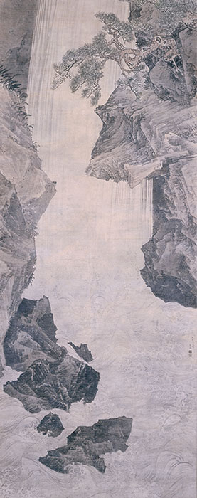 重要文化財《大瀑布図》 円山応挙筆　江戸時代　安永元年(1772）相国寺蔵　半期展示