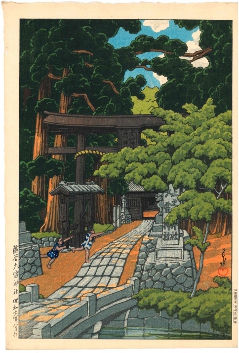 「熊谷大雷神社」
1932年　木版画
約36×24cm