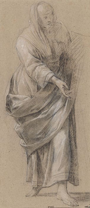 シモン・ヴ―エ《聖エリザベト》黒チョーク、白のハイライト、灰色の紙
スウェーデン国立美術館蔵 ©Cecilia Heisser/Nationalmuseum