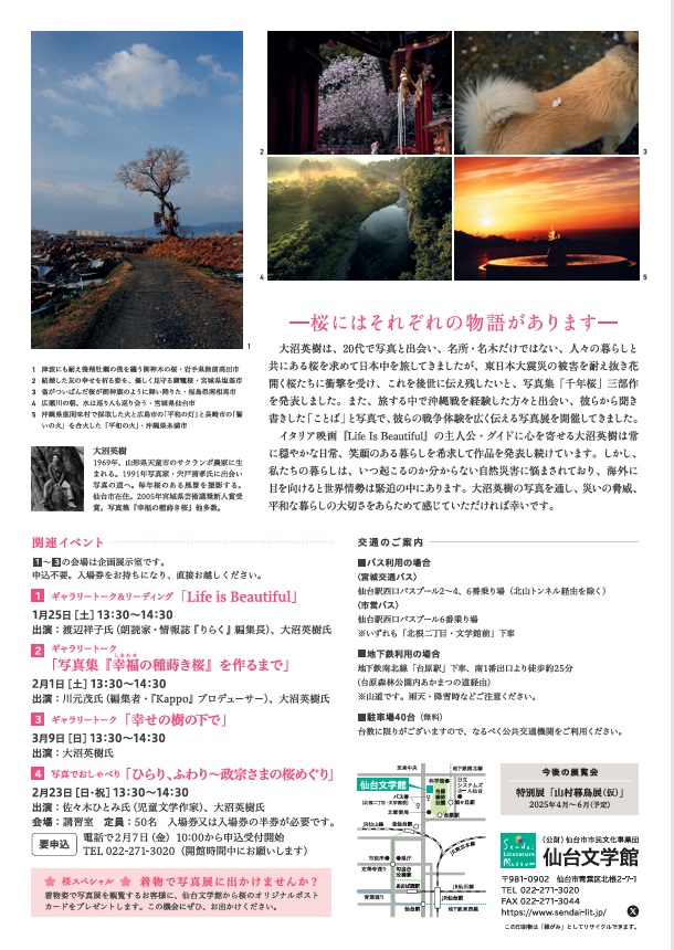 「Life is Beautiful 大沼英樹と桜」仙台文学館