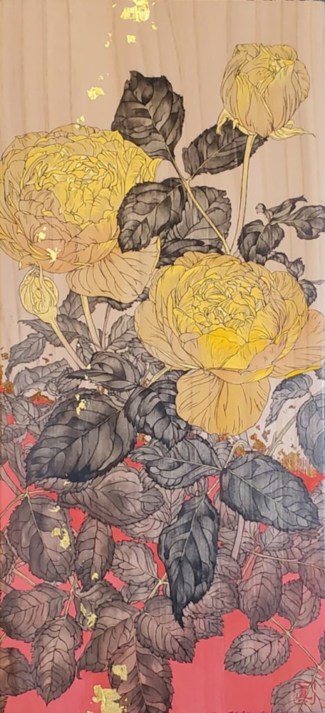 「黄薔薇図」30.0×14.0cm