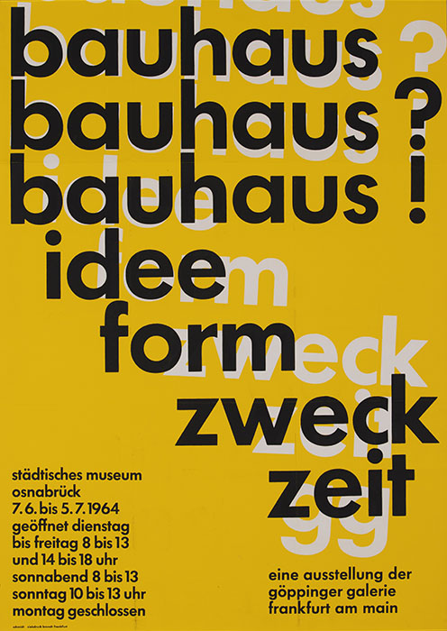 ヴォルフガング・シュミット《展覧会「バウハウス思想/形/ 目的/ 時間」》 1964年　ポスター　A5コレクション デュッセルドルフ蔵