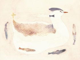 「まだ近くに」W33.3×H24.2㎝　岩絵具、水干絵具、手漉き和紙