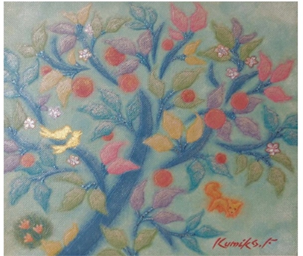 藤田久美子 祝福ツリー「林檎」(F10号)