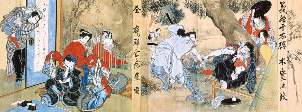 義経千本桜　加賀見山旧錦絵（横幟）［部分］　河田小龍　 一張　安政4年（1857）　高知県立歴史民俗資料館　【展示期間：9/10～10/6】