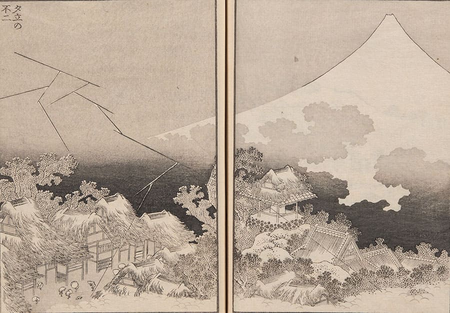 『冨嶽百景』より「夕立の不二」北斎館所蔵