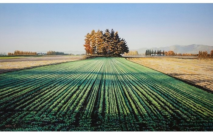 【冬晴の大地】透明水彩、50×83cm