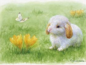 「早春の暖かな日」 水彩 16.5 × 24 cm（イメージサイズ）