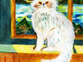 「白日のねこ」 29.7 × 21 cm アクリル絵の具、ケント紙