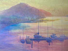 「夕凪」P20号（530mm×727mm）日本画（楮紙・青金箔・顔料・膠）