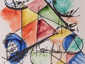 「composition1」27.3×24.2cm水彩・インク