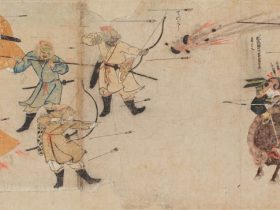 国宝《蒙古襲来絵詞》前巻(部分)、鎌倉時代(13世紀)、国（皇居三の丸尚蔵館収蔵）