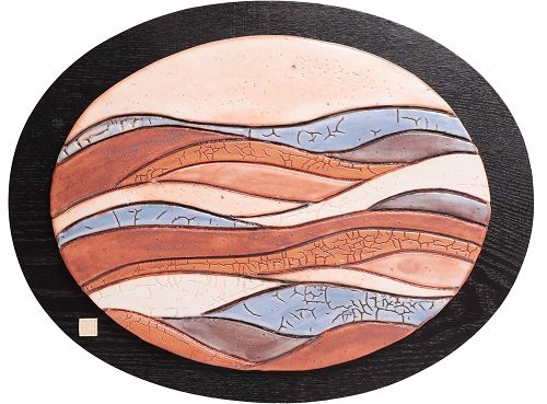 志野彩文額皿 丸

額寸：縦32.8×横42.8×厚1.6 　