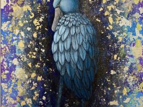 「ハシビロコウ」４F アクリル画